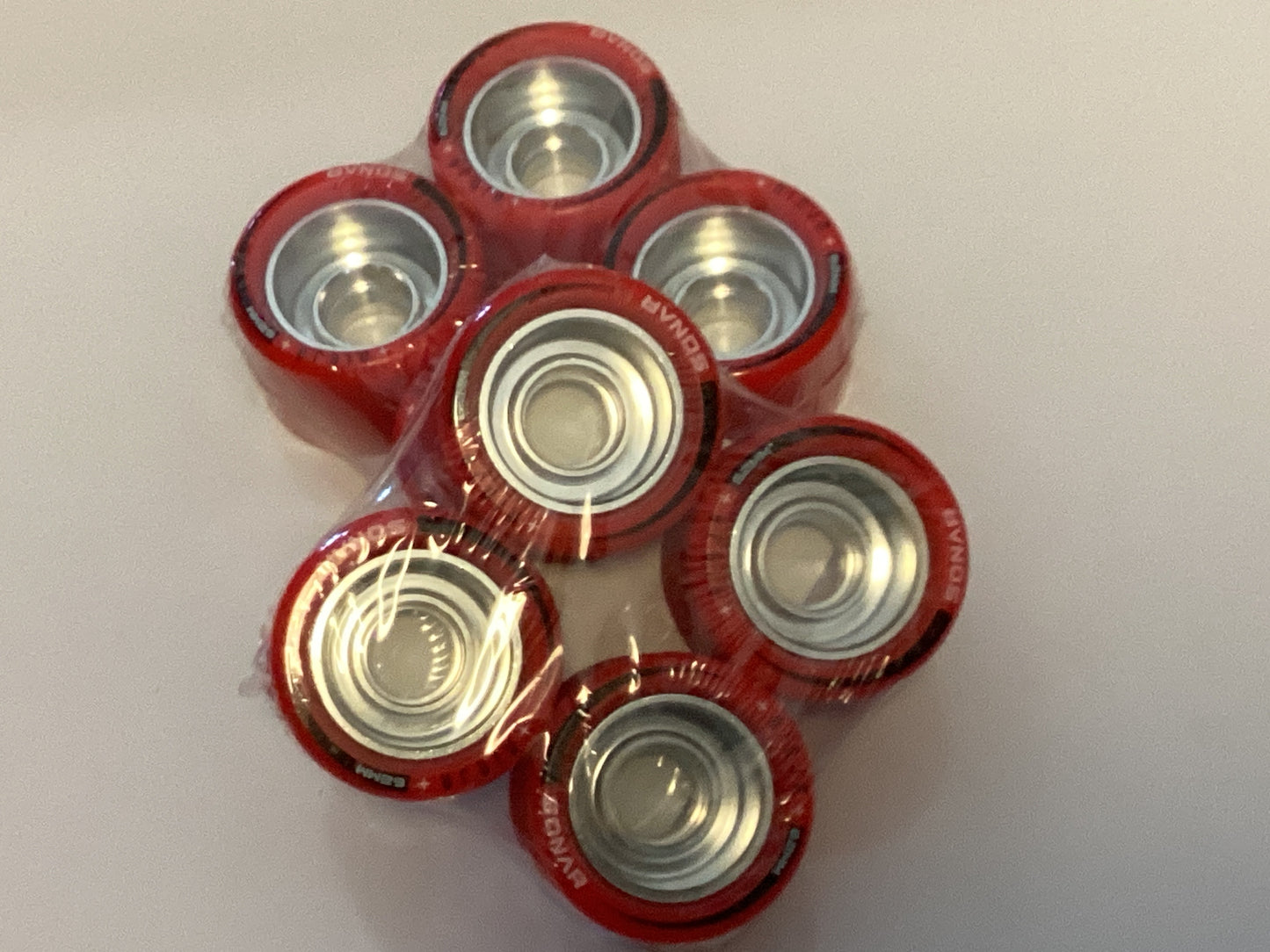 Sonar Ninja Speed 90A wheels for roller skates set of 8 Red 43mm x 62mm Aluminum hub Indoor Performance Jam, Speed