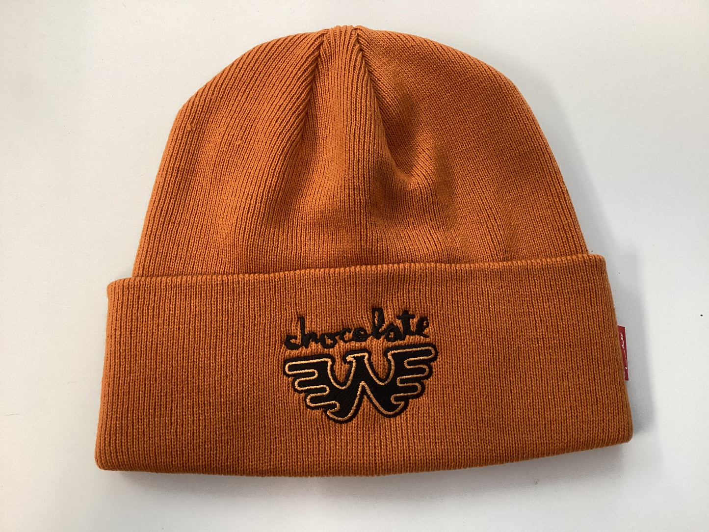 Chocolate Beanie Waylon TIGHT CUFF ORANGE hat