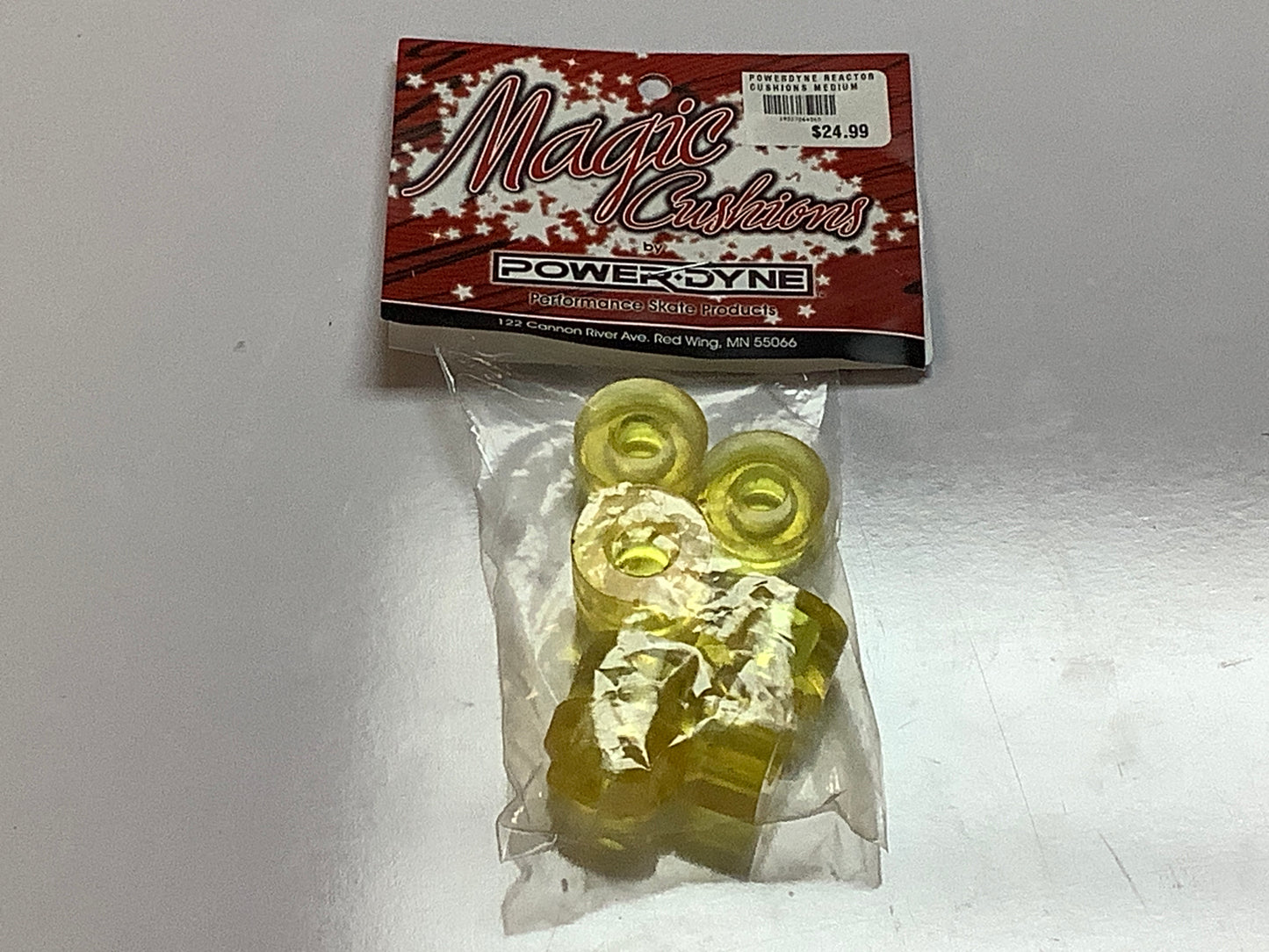 PowerDyne Magic Cushions Reactors Medium 85a Yellow set of 8 for roller skates bushings