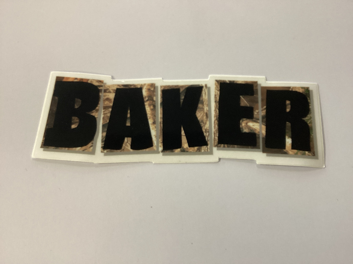 Baker Sticker Camo Logo 5.5”x2”