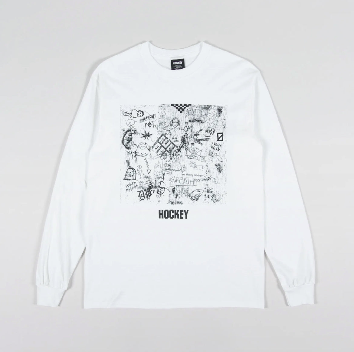 Hockey Desk Carve Graphic Long-Sleeve Shirt White Size Large