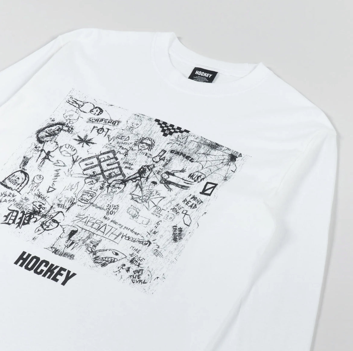Hockey Desk Carve Graphic Long-Sleeve Shirt White Size Large