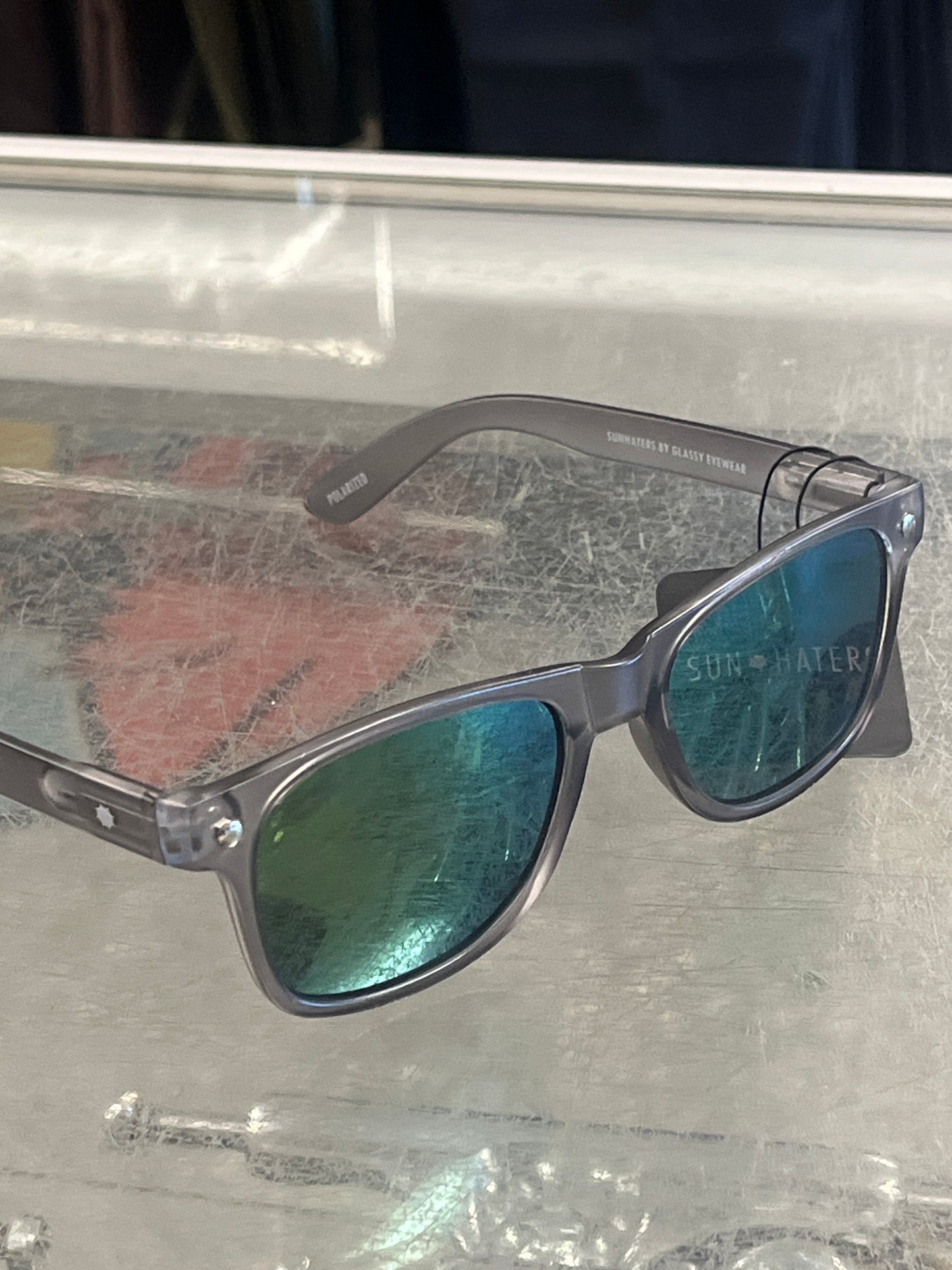 Sun Haters Leonard Polarized Transparent Dark Grey/Green Mirror Sunglasses