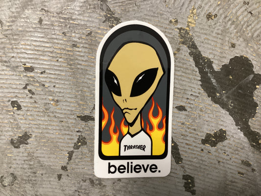 Alien Workshop X Thrasher sticker believe