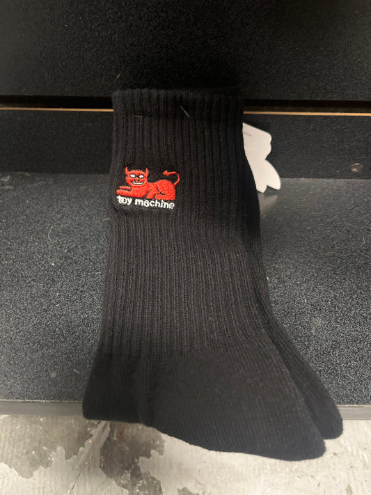 Toy Machine Socks cat devil Black
