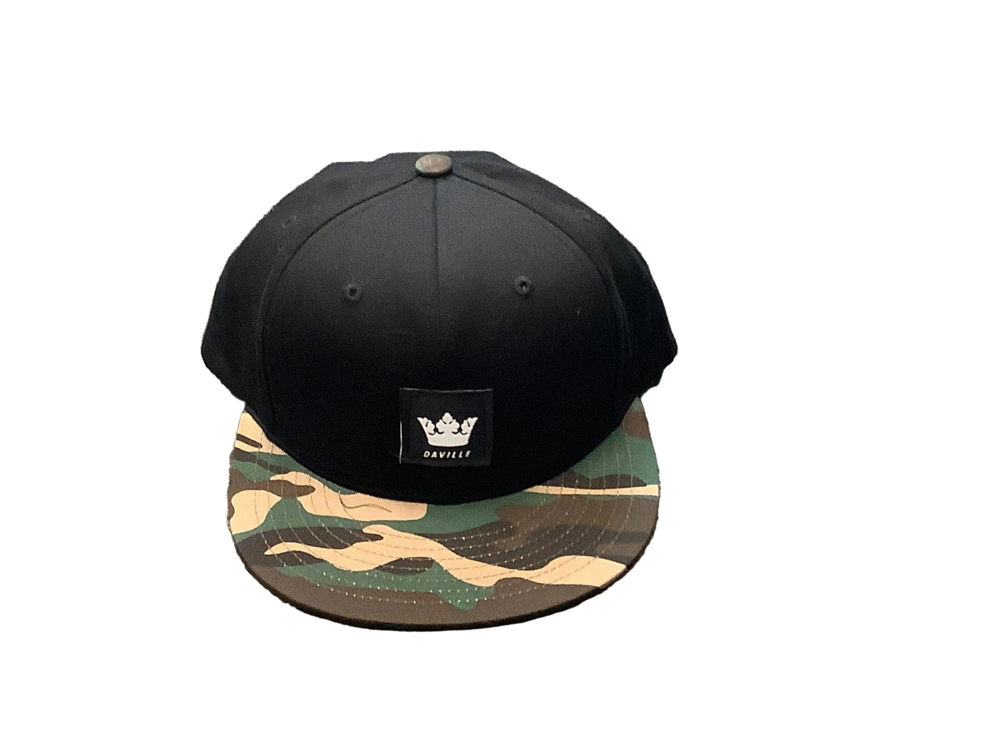 Daville hat snap back flat brim crown Logo black camo