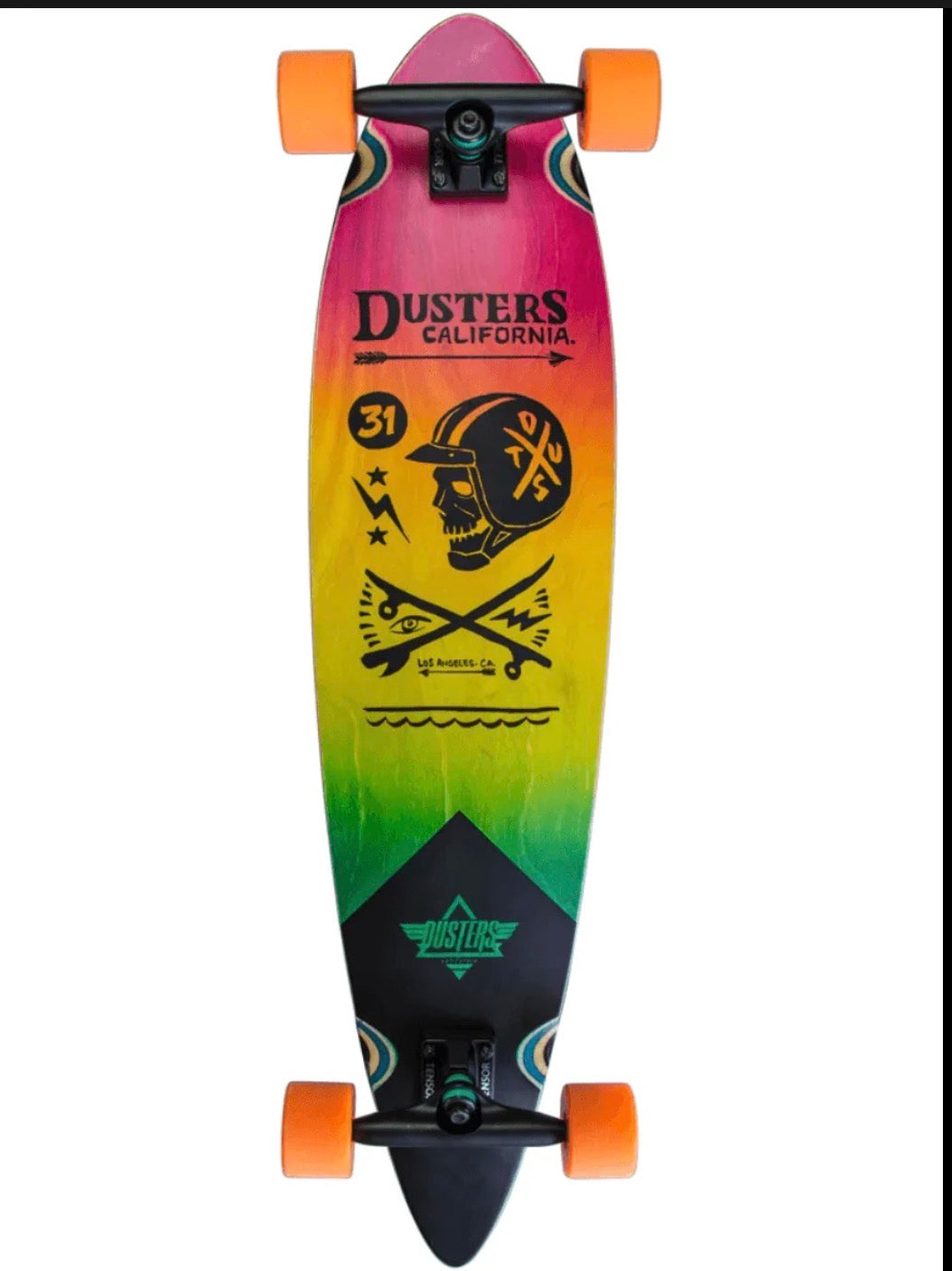 Duster longboard skateboard complete Moto Fades Pintail pink orange 37”