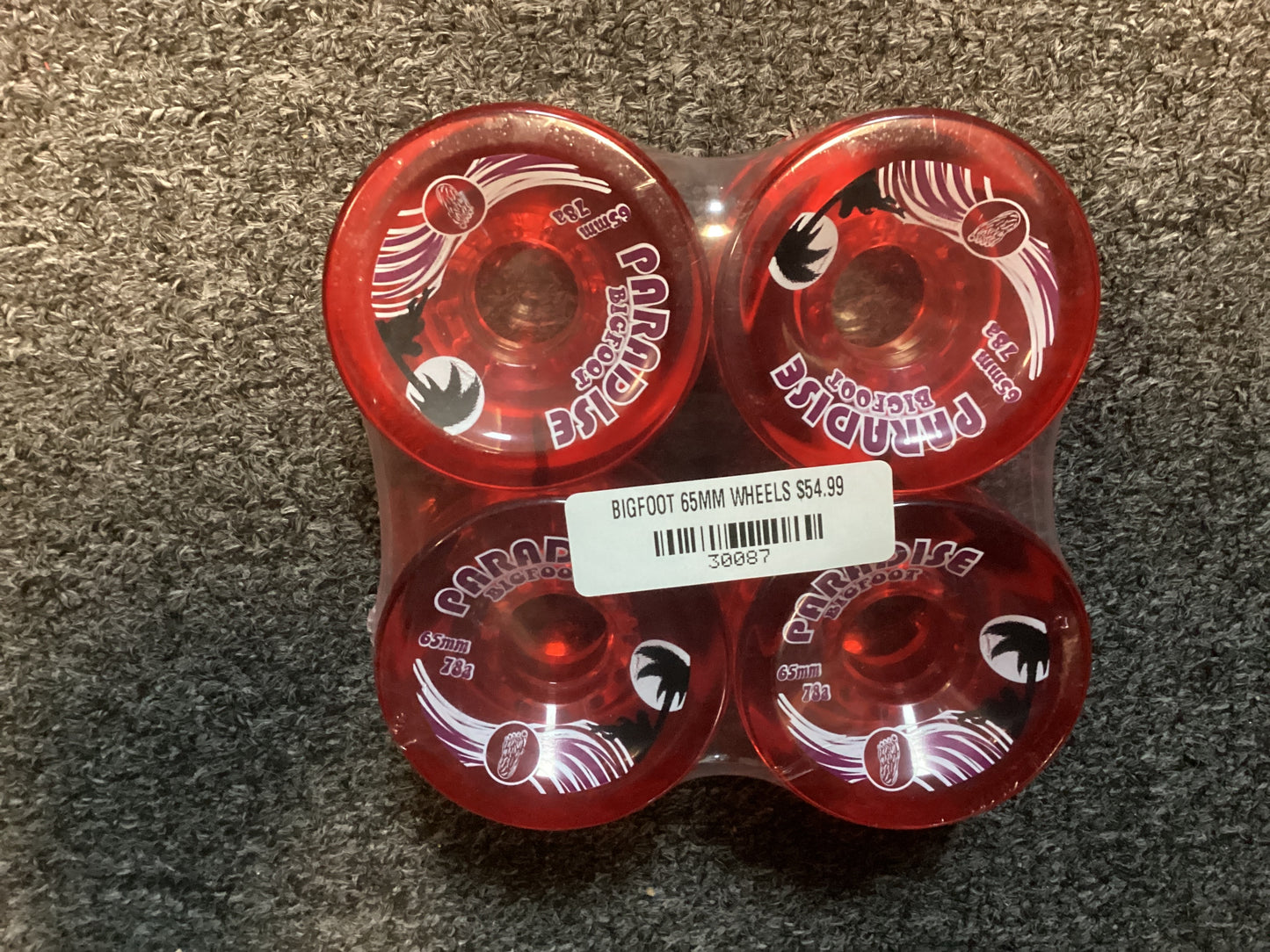 Bigfoot longboard cruiser skateboard wheels Paradise 65mm 78a red