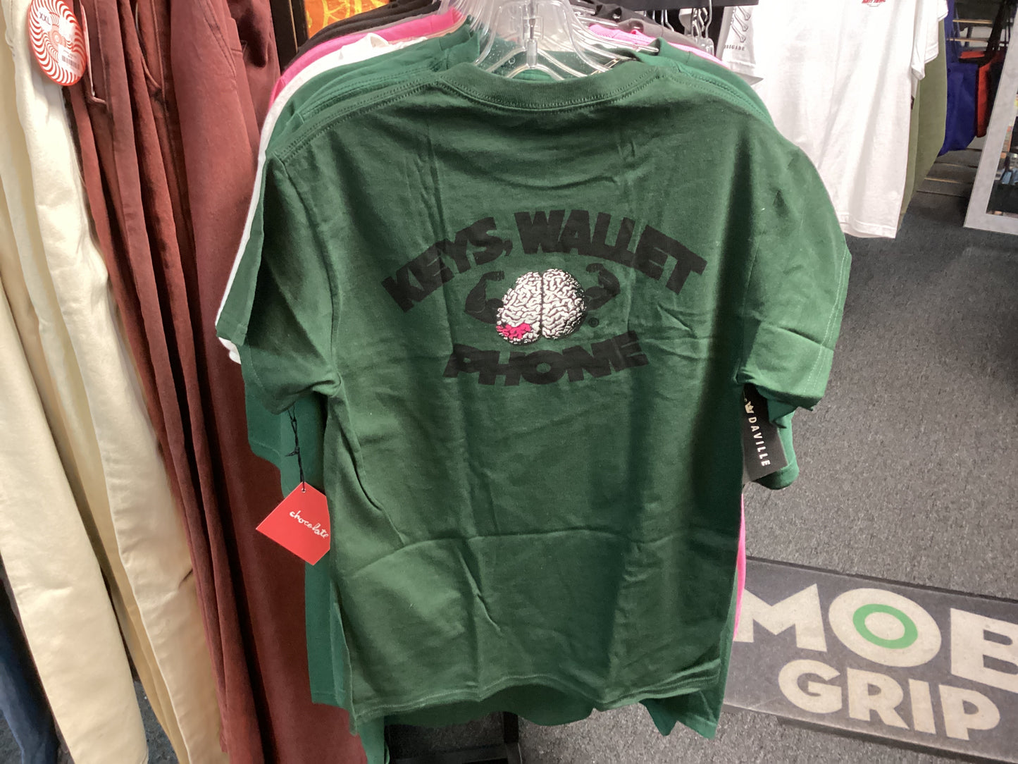 Chocolate t-shirt KEYS WALLET PHONE Forrest green