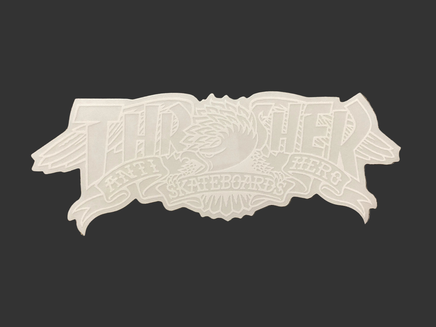 Thrasher X Antihero sticker banner 8” white