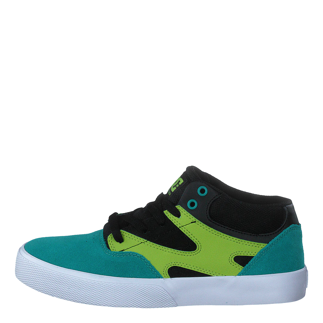 DC Kalis Vulc Mid Kids Shoes Black/Green/Turquoise