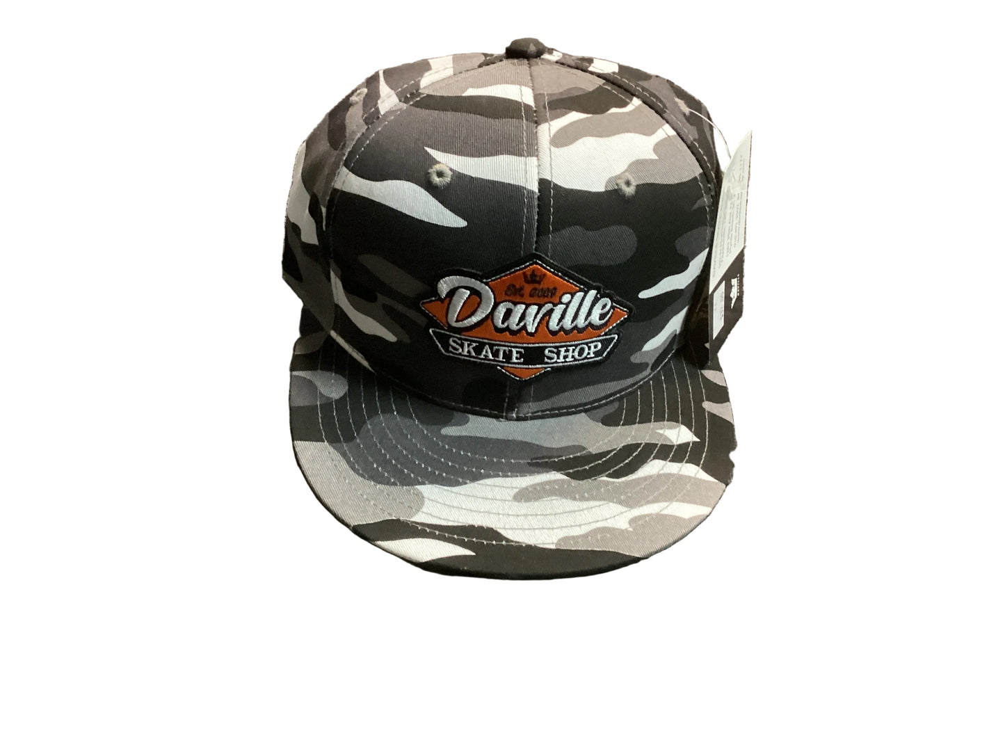 Daville hat SnapBack flat brim diner logo camo black white
