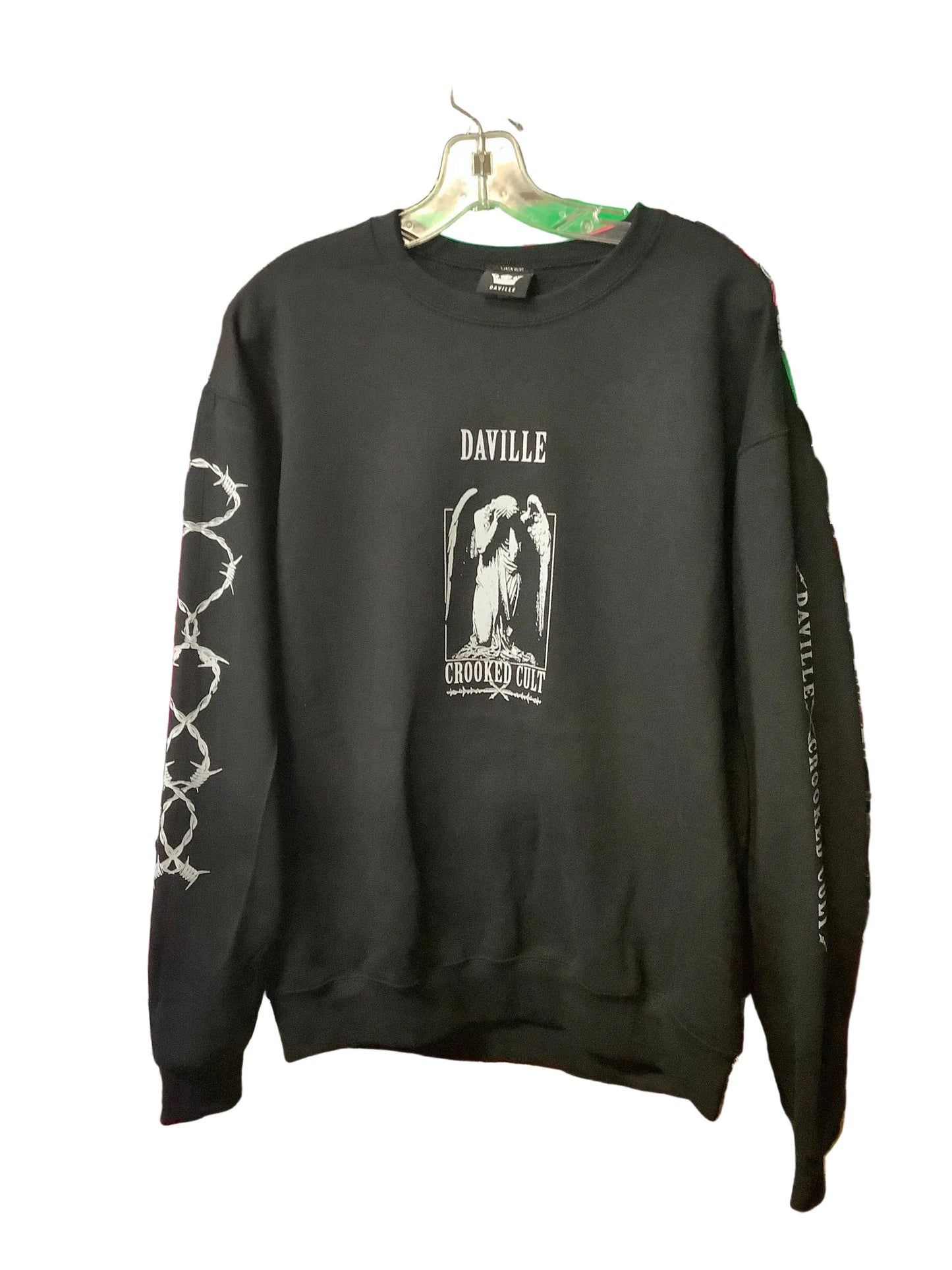 Daville X Crooked Cult crew neck medium sweatshirt Black Flame black
