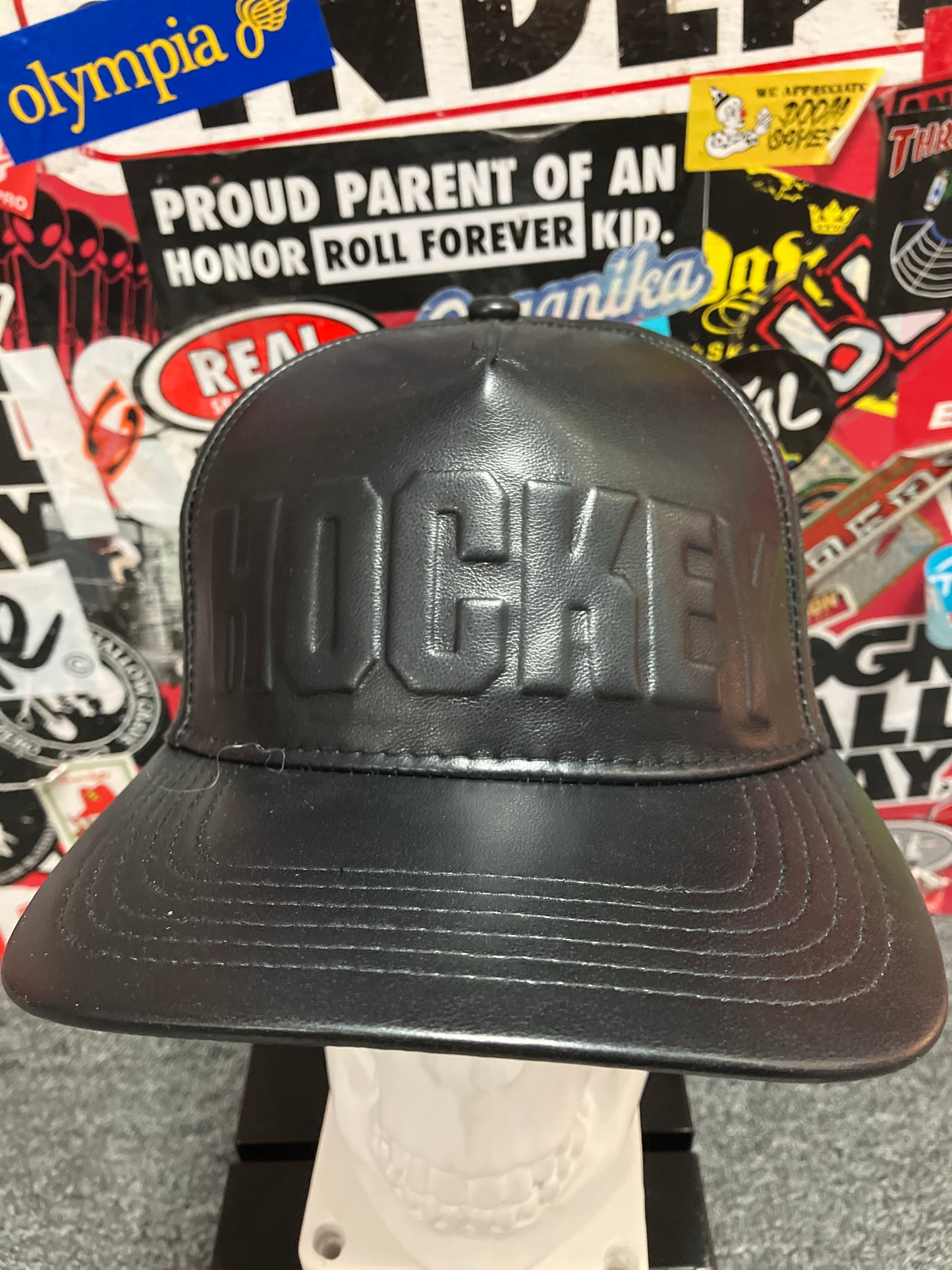 Hockey Embossed Leather Hat