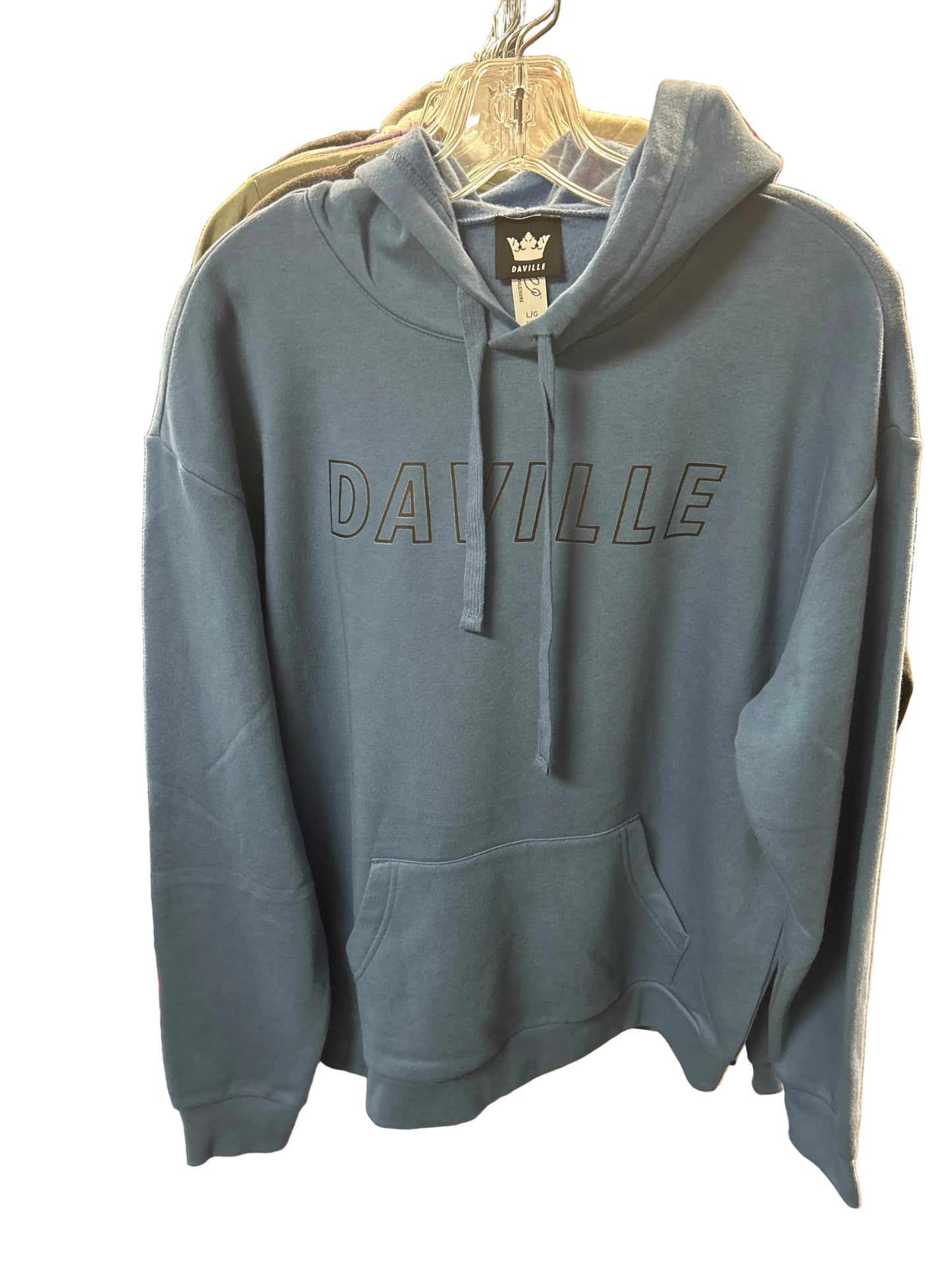 Daville L hoodie Outline Logo blue soft cotton