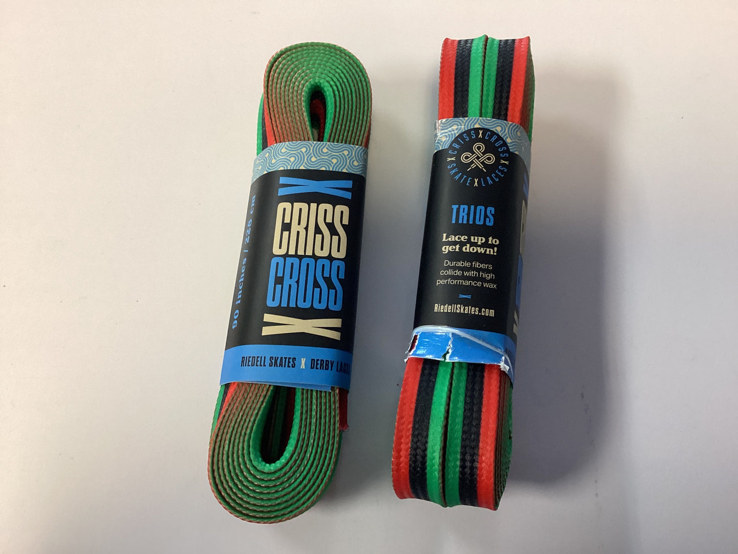 Riedell Criss Cross Laces 90” TRIOS RED BLACK GREEN Riedell Skates X Derby Laces