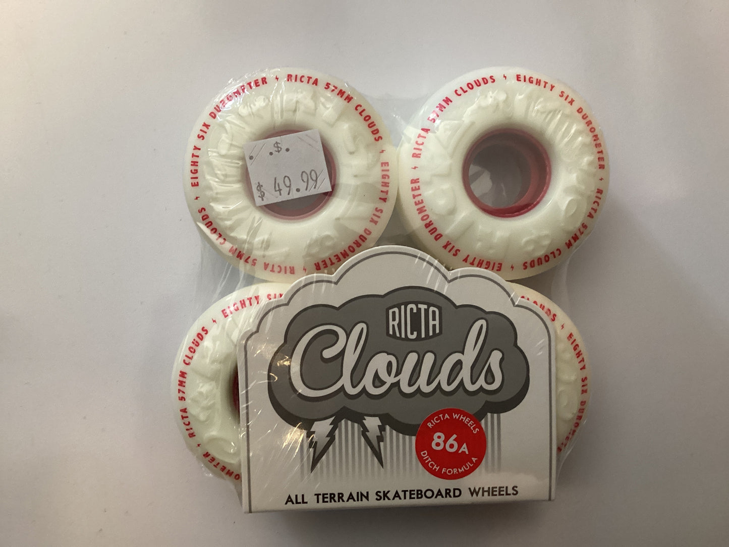 Ricta CLOUDS Skateboard Wheels 57mm 86A white red