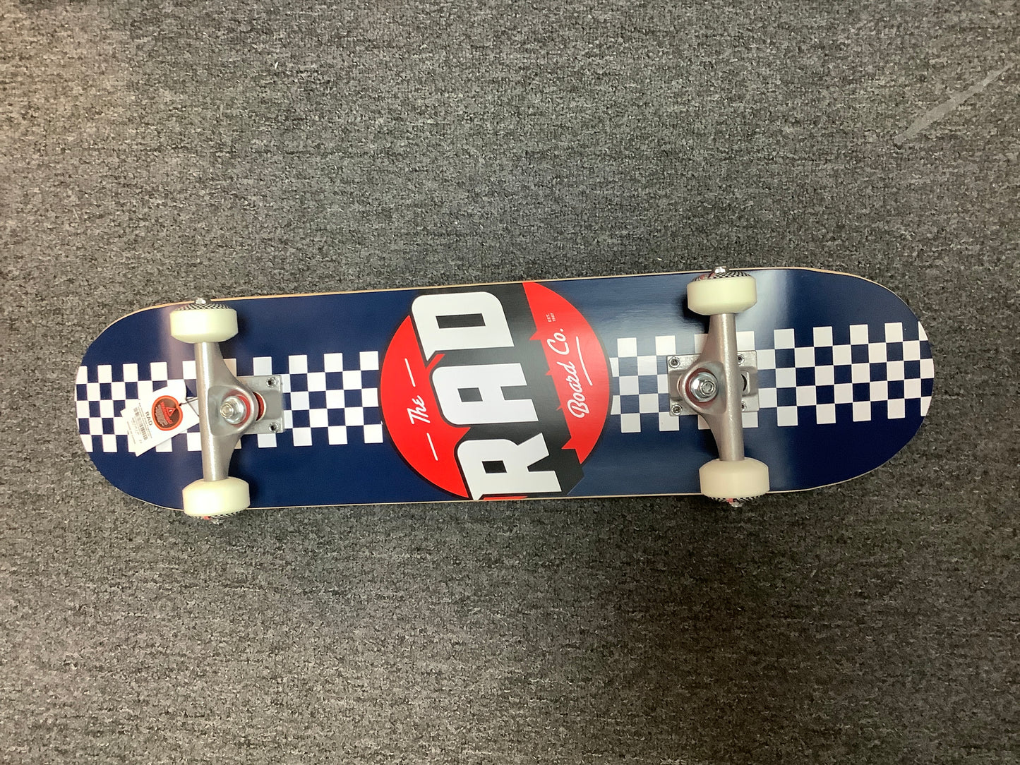 Rad 7.75 Complete Skateboard Checker Stripe Navy
