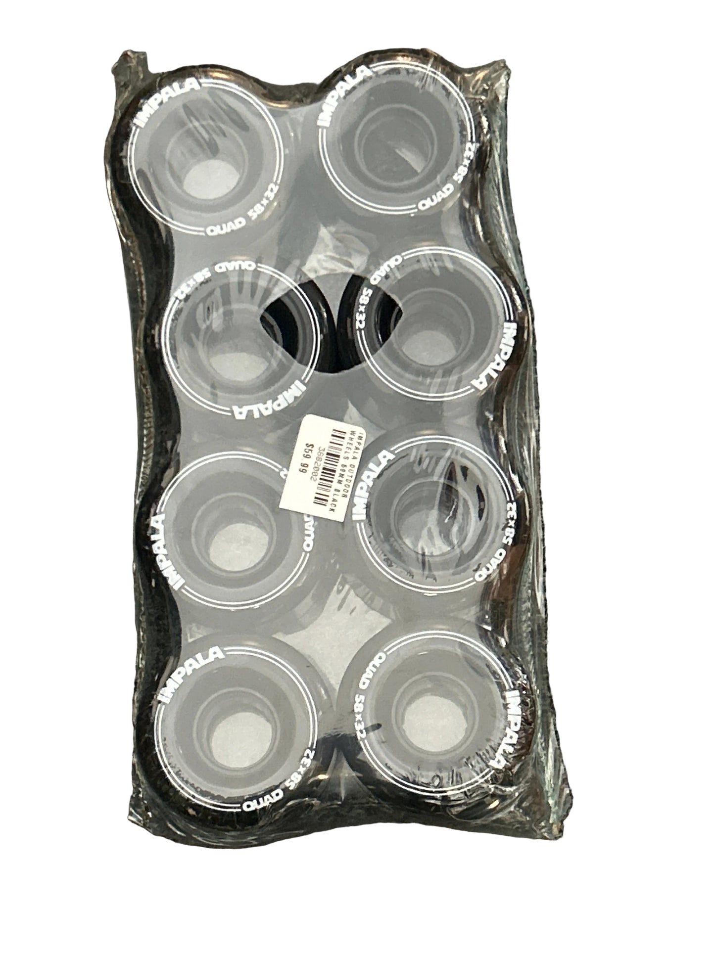 Impala Roller Skate Wheels set BLACK 58x32 outdoor