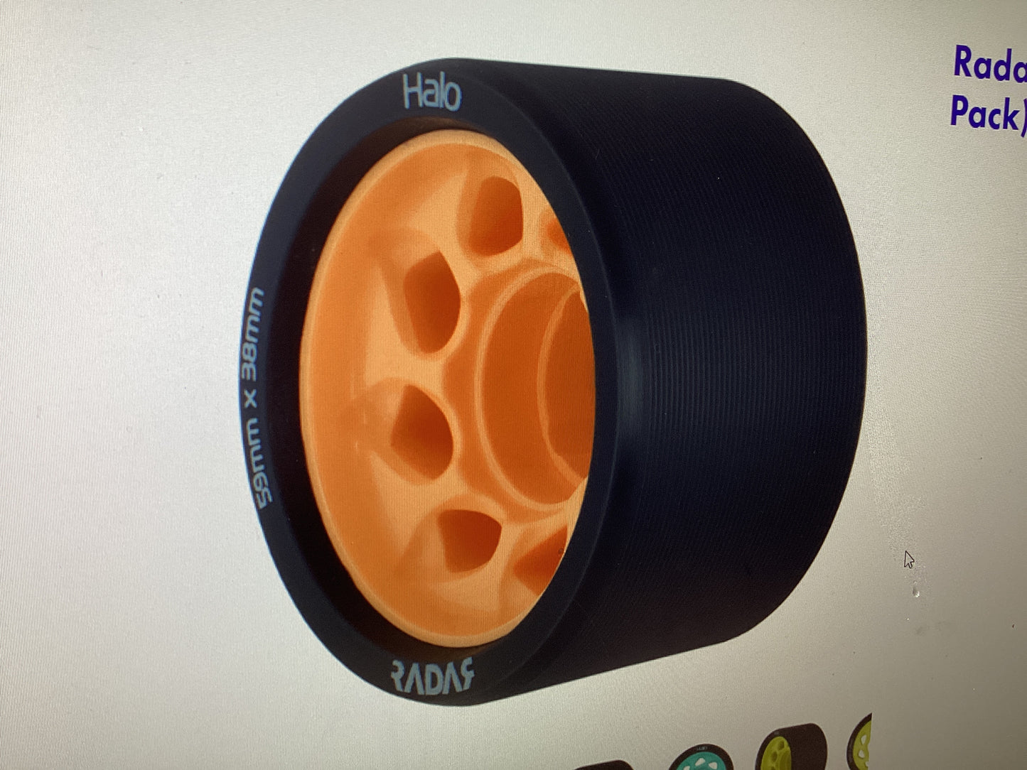 Radar Halo Wheels for roller skates set of 8 orange 86A 59/38mm
