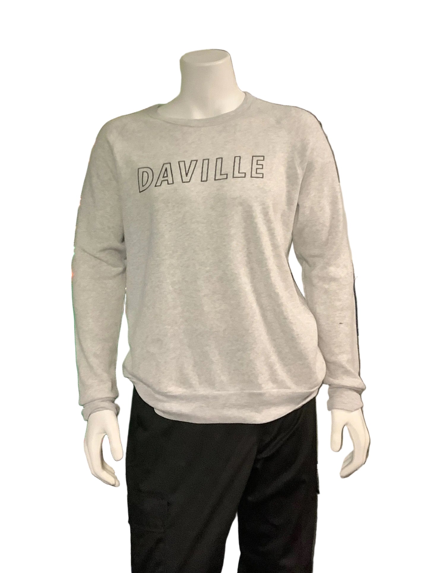 Daville Outline Logo Crew Sweatshirt Heather Grey newdrop