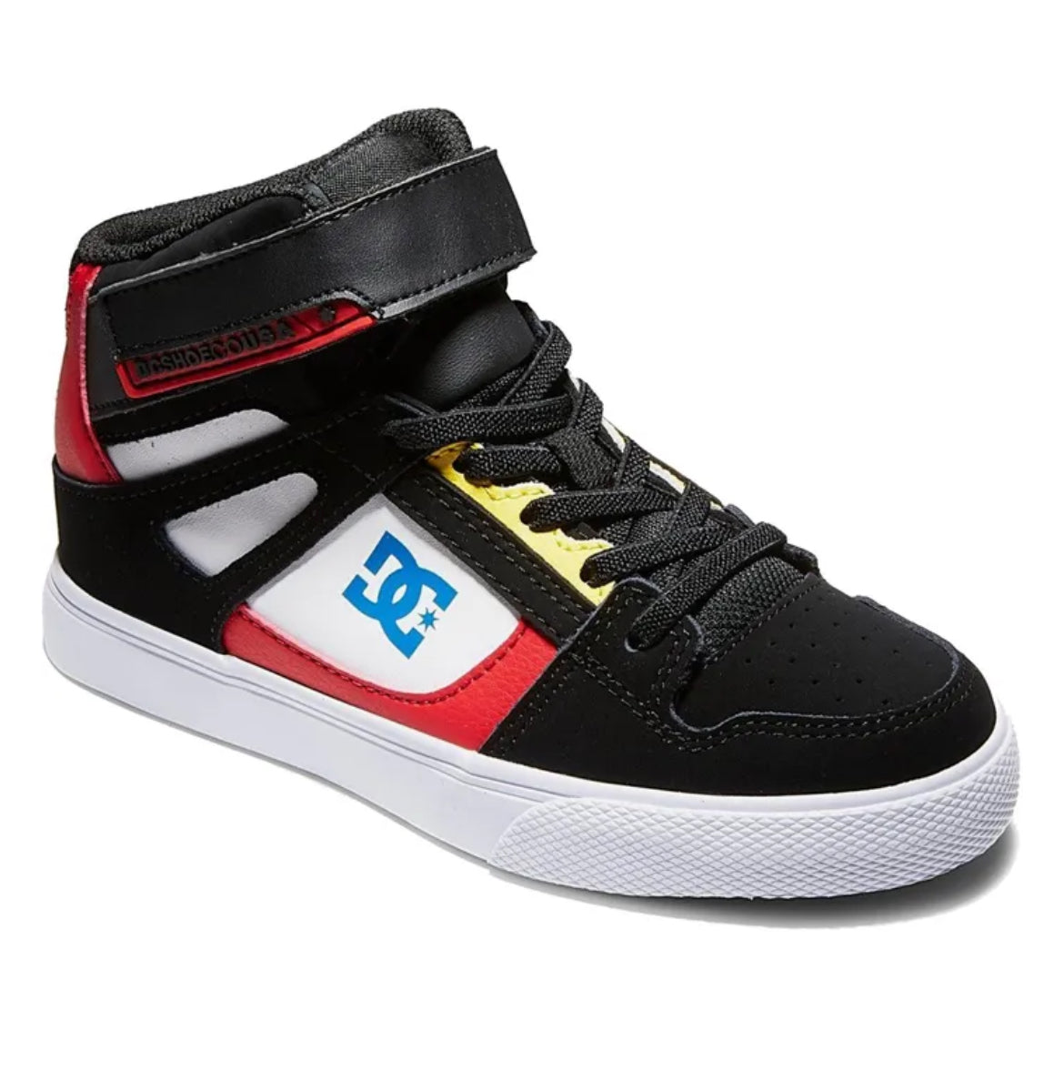 DC Pure High Top EV Kids Shoe Black/White/Red