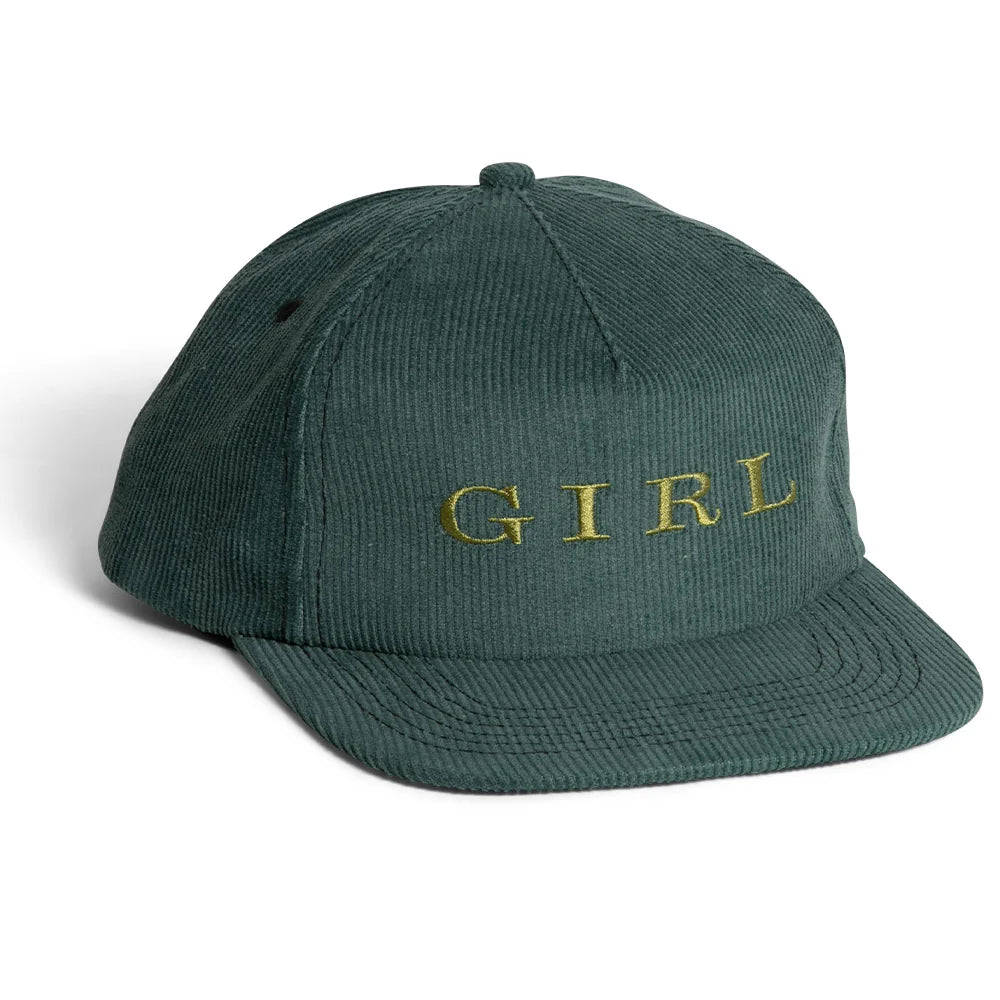 Girl Serif 5 Panel Corduroy Green Hat