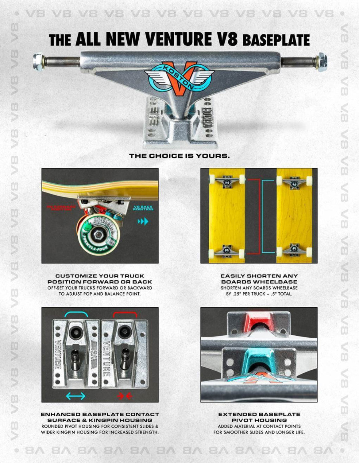 Venture V8 Polished Koston Skateboard Trucks