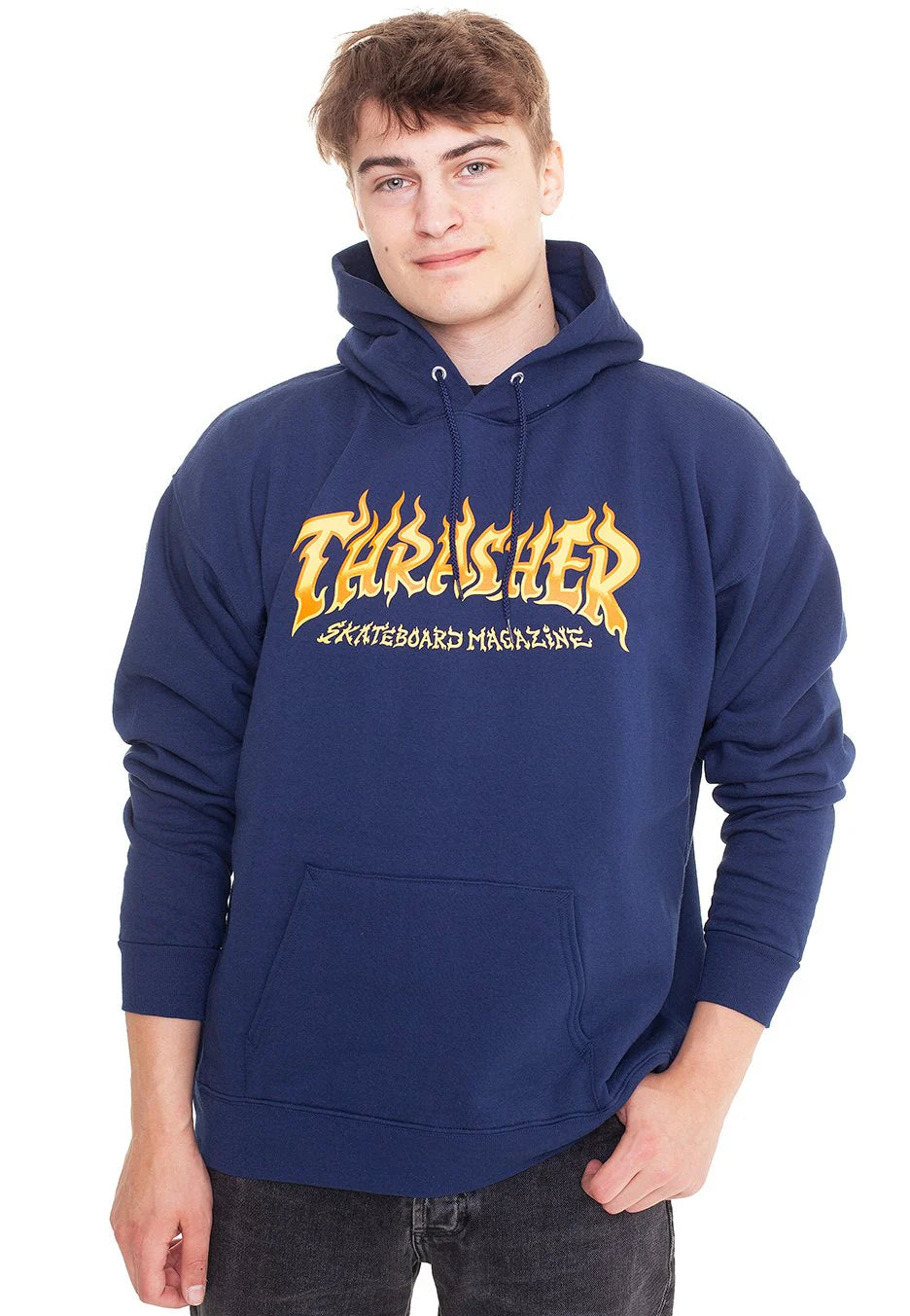 Thrasher Flame Hoodie Navy M