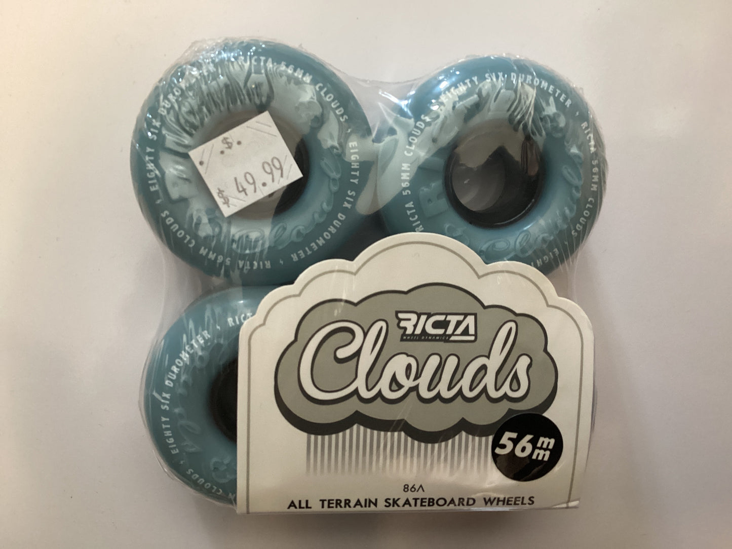 Ricta CLOUDS skateboard wheels 56mm 86A Sky Blue Soft Cruiser Filmer Wheels