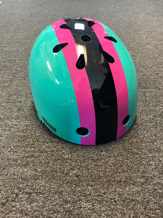 Nutcase M Helmet Teal/ Pink stripes