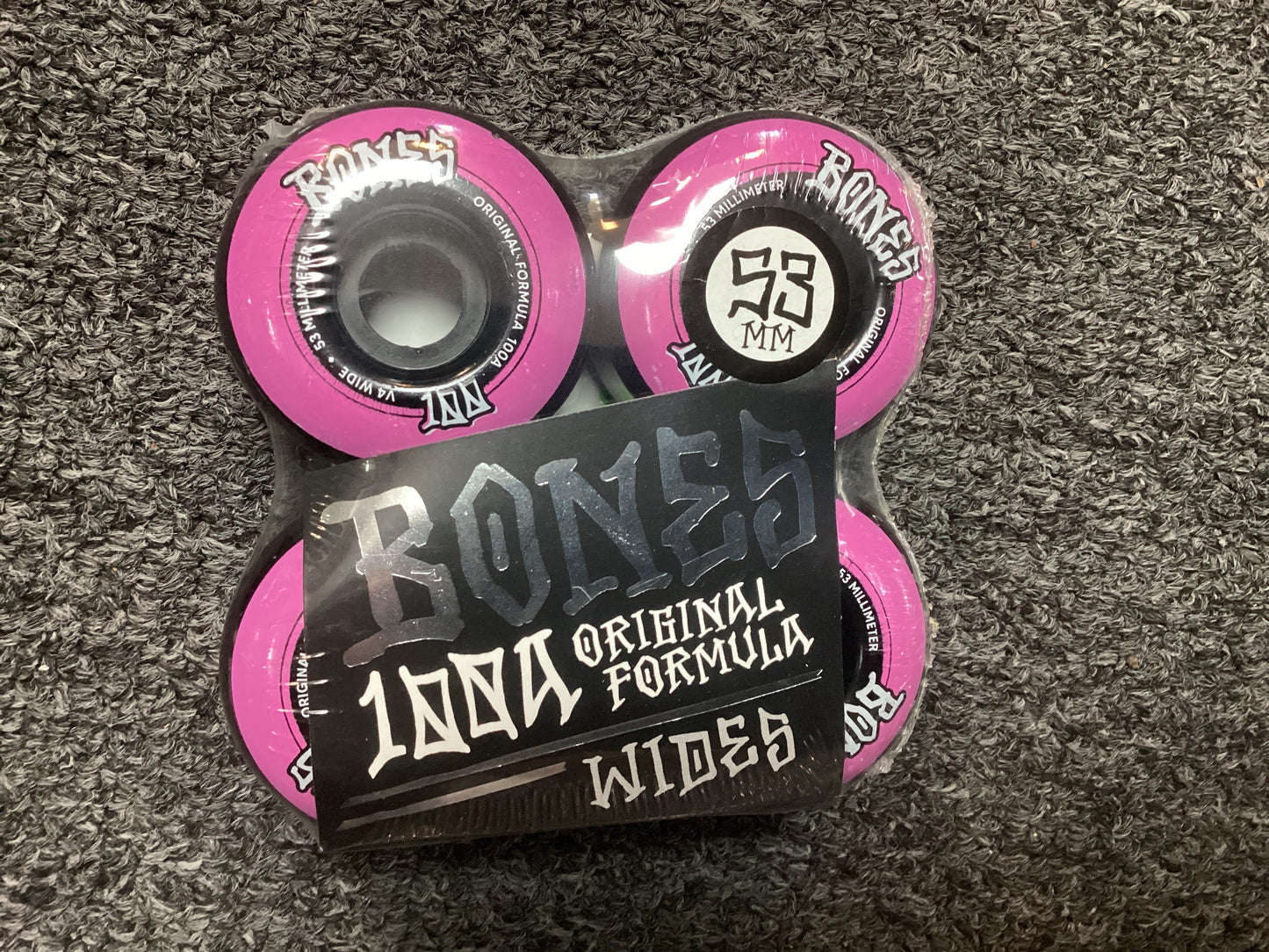 Bones 53mm wheels 100A Original Formula Wides black pink