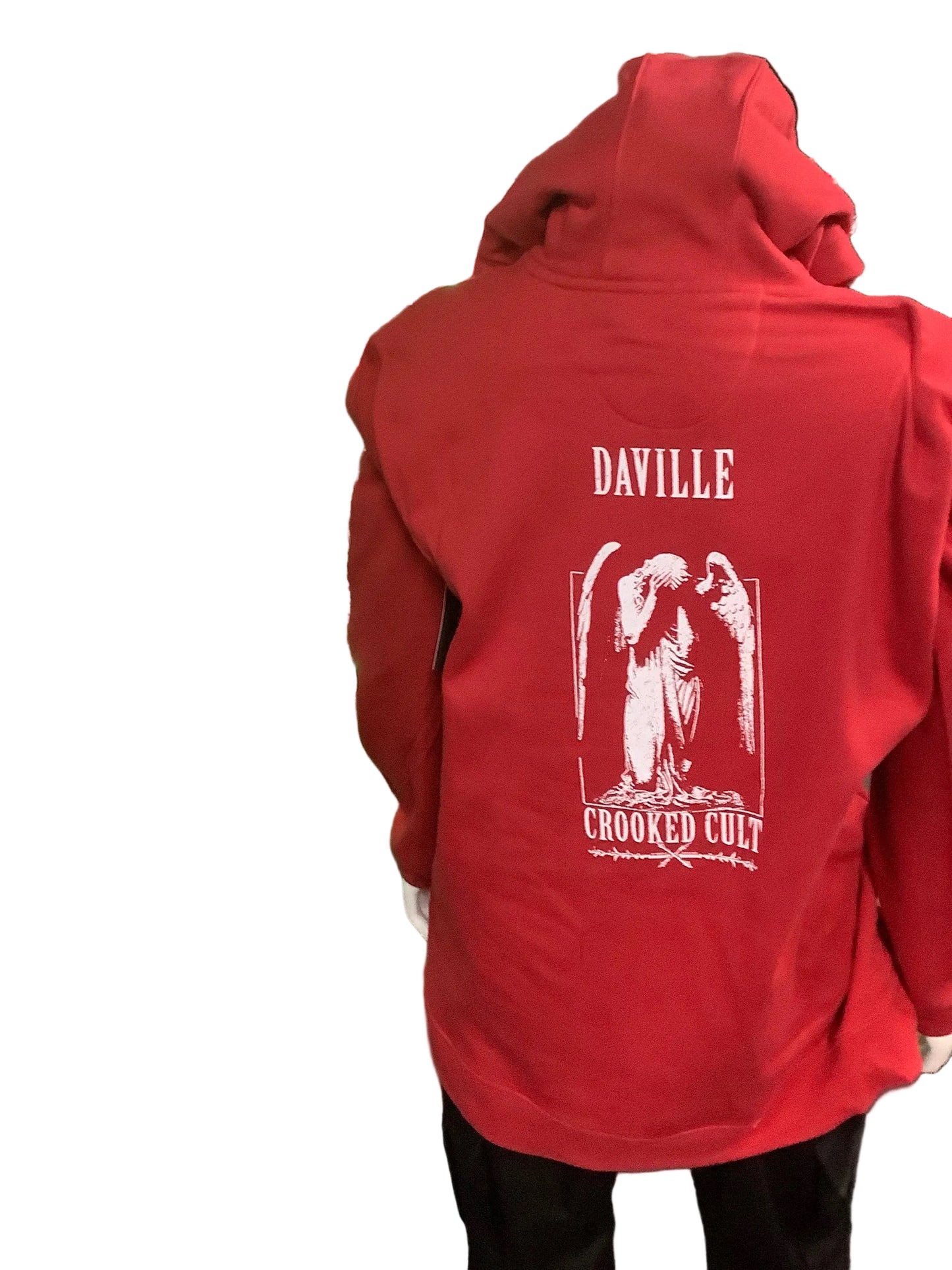 Daville X Crooked Cult Hoodie Black Flame red
