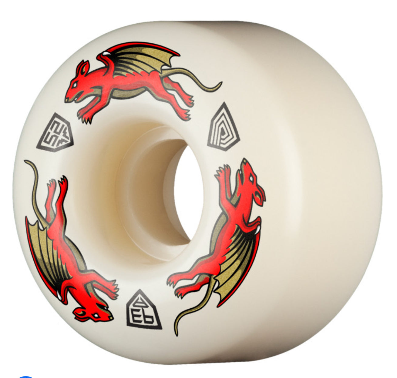 Powell Peralta Nano Rats 93A - AV4 Asymmetrical Shape - Medium Ride Patch - 52mm x 34mm 93A AV4 Skateboard Wheels 4pk