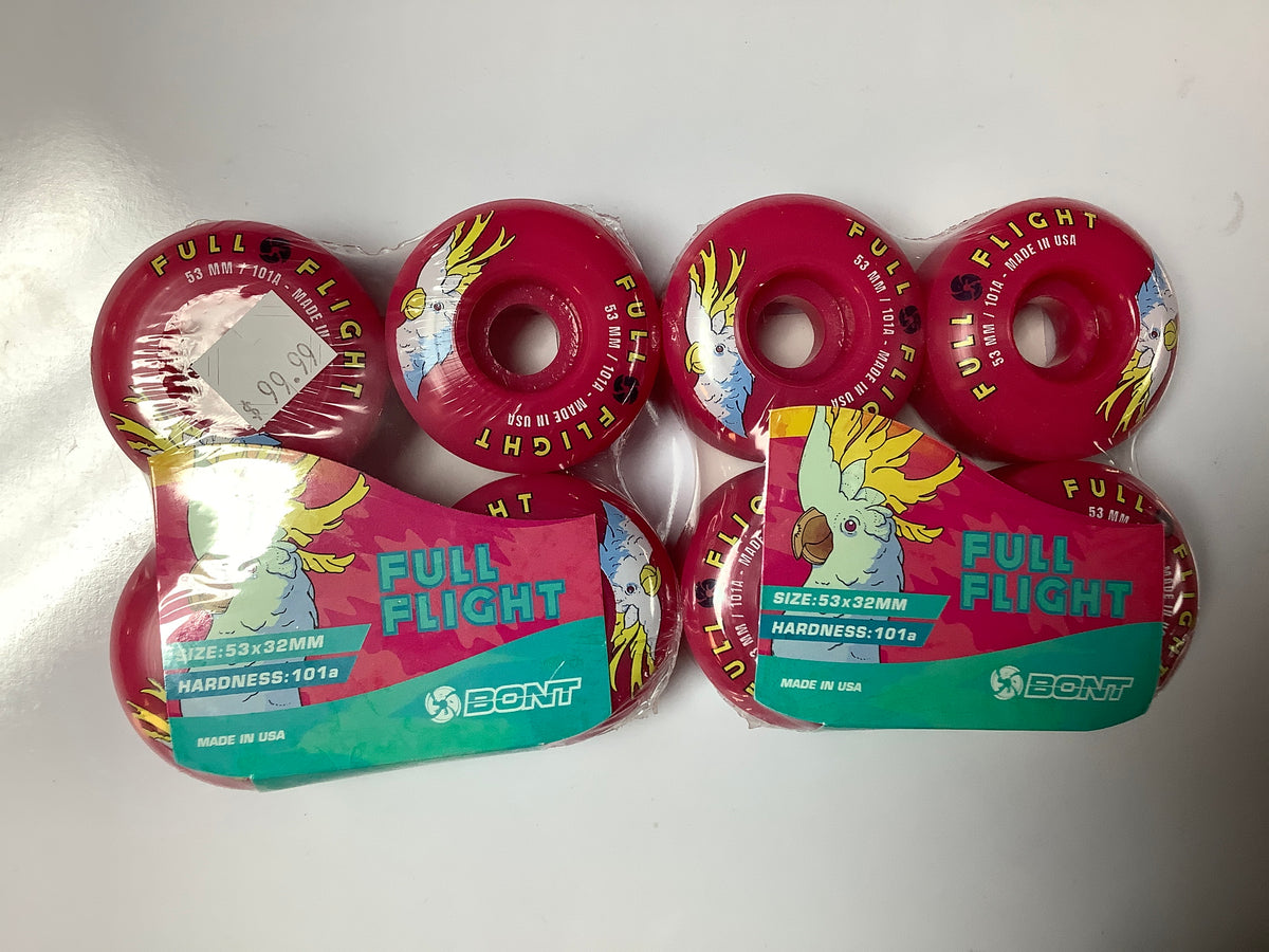 Bont Roller Skate Wheels FULL FLIGHT PARK 101A - 53mm pink set of 8