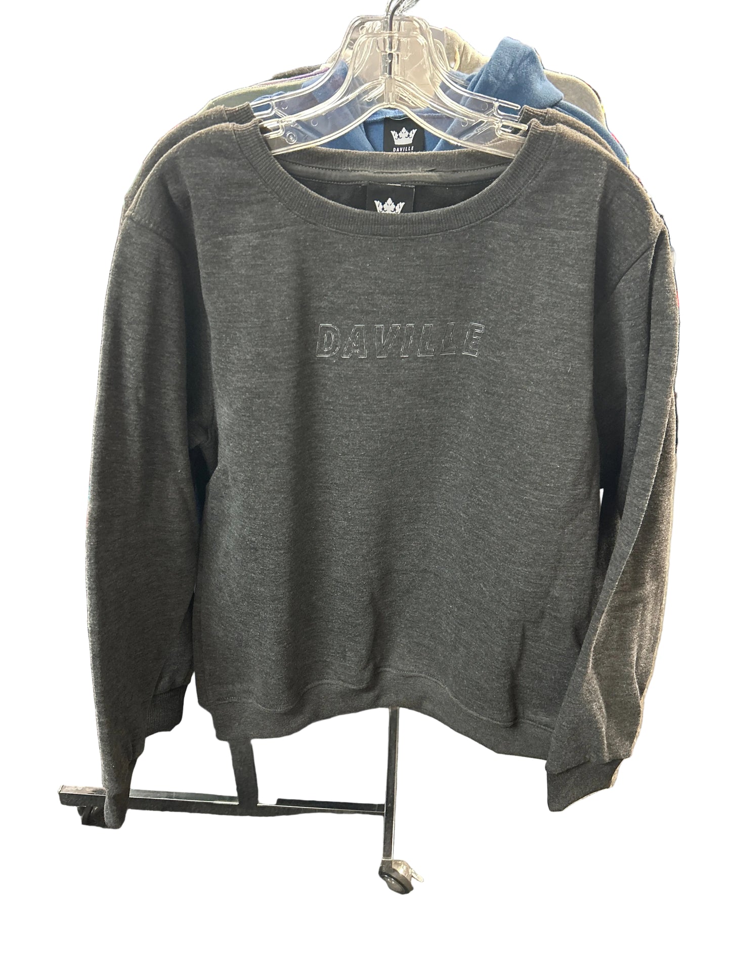 Daville L crew neck sweatshirt Outline Logo Charcoal heather