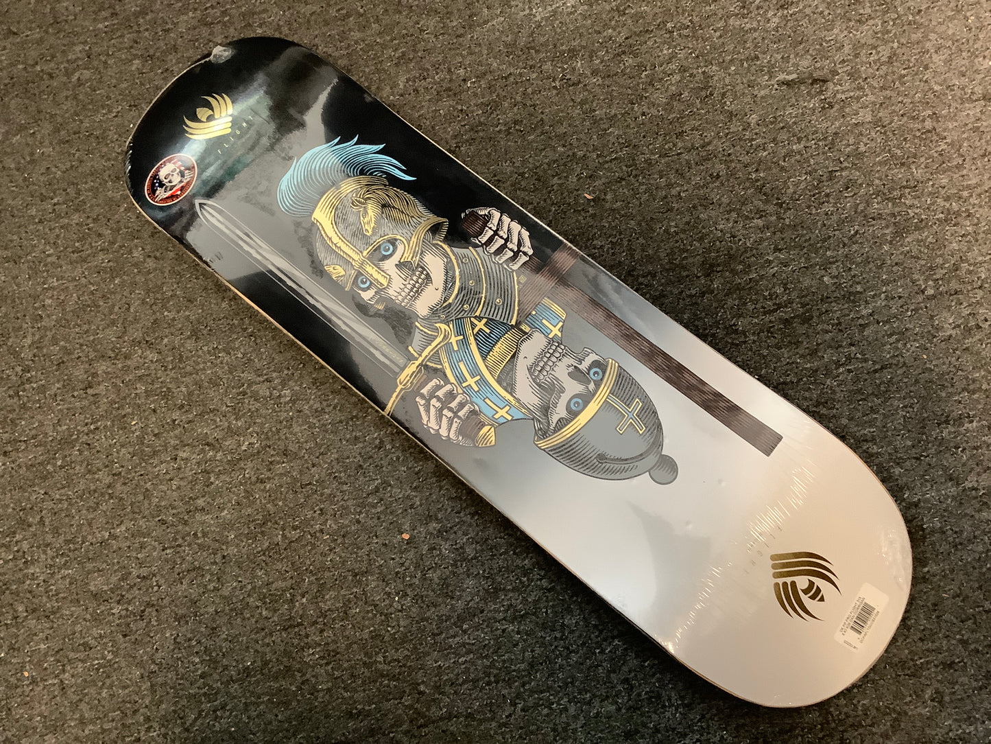Powell Peralta 8.42” Flight Skateboard Deck Dan Corrigan Chess Skulls Gold Foil
