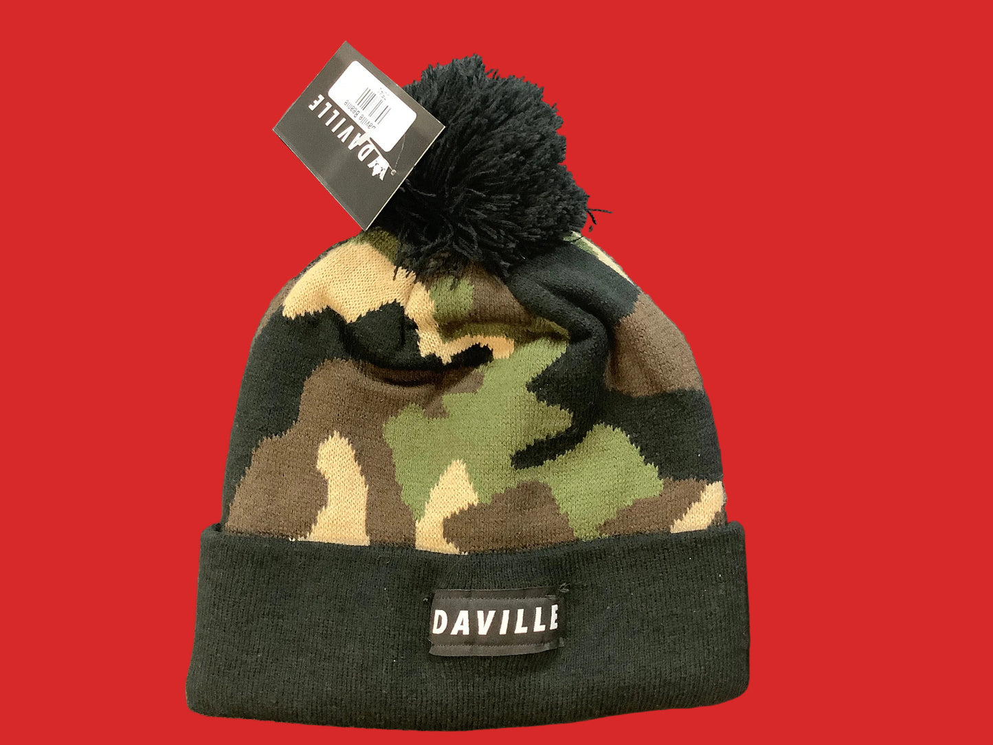 Daville Beanie Camoflauge Pom Pom Beanie Hat