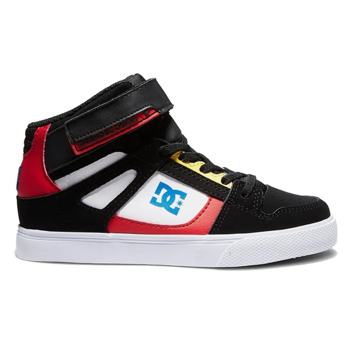 DC Pure High Top EV Kids Shoe Black/White/Red