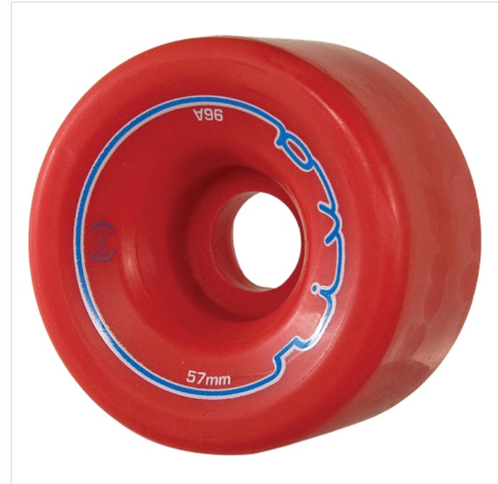 Riedell Riva Roller Skate Wheels 57mm 98A Set of 8 red