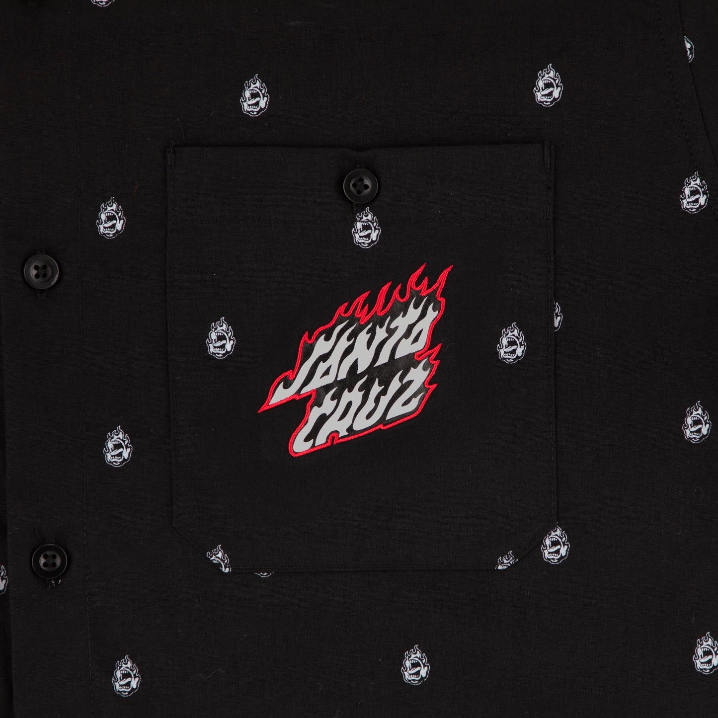 Santa Cruz Screaming Fire S/S button up top black shirt
