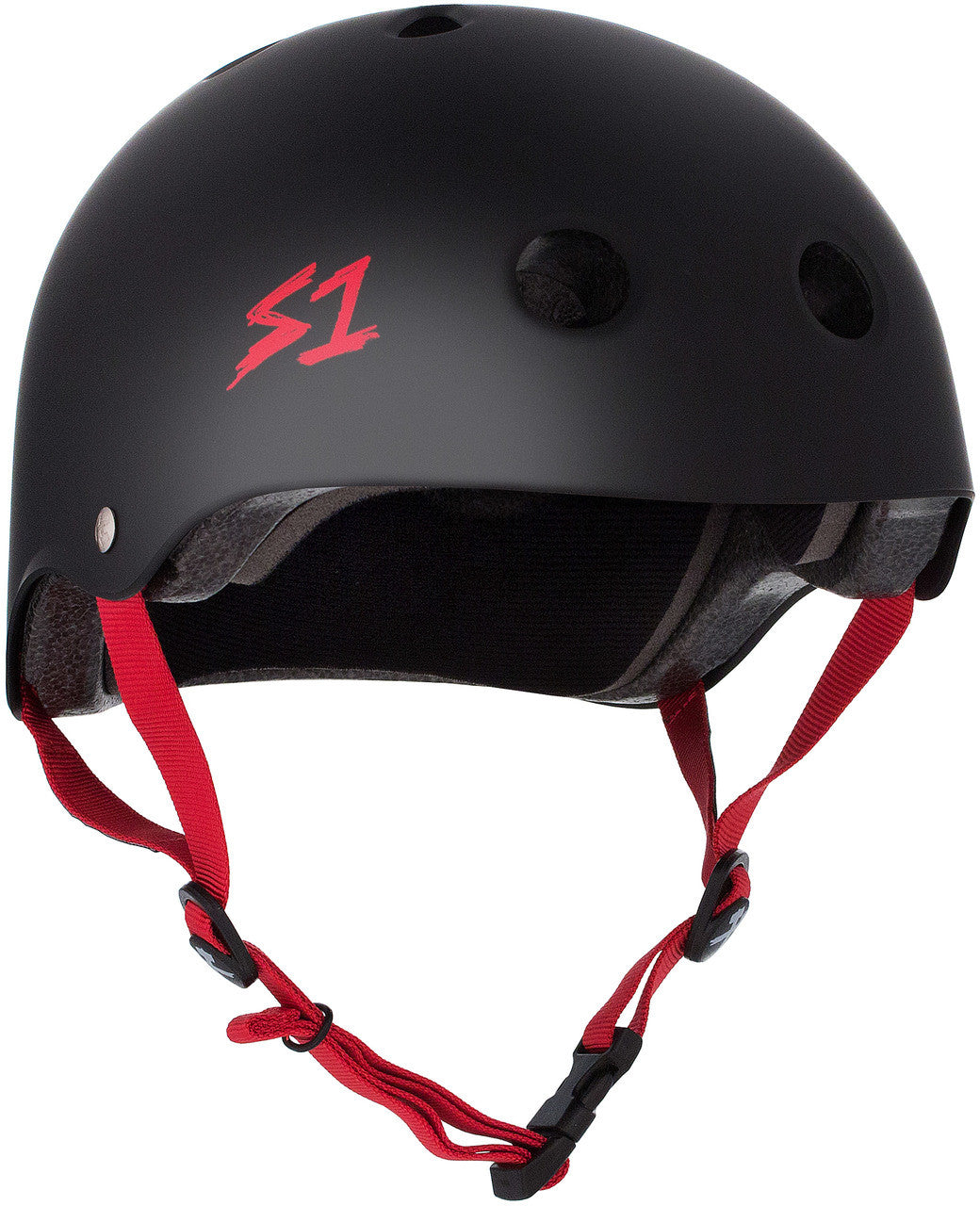 S1 Lifer Helmet - Black Matte w Red Straps