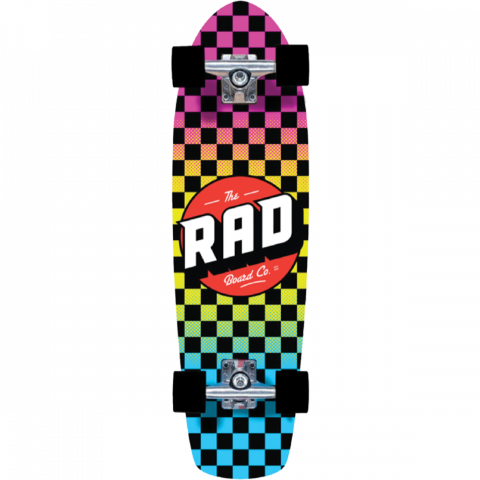 RAD Retro Roller Checker Neon Fade Complete Skateboard Cruiser 7.9” x 28”