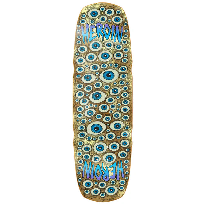 Heroin Skateboard Deck 9.5” SEEING DOUBLE MUTATED GOLD