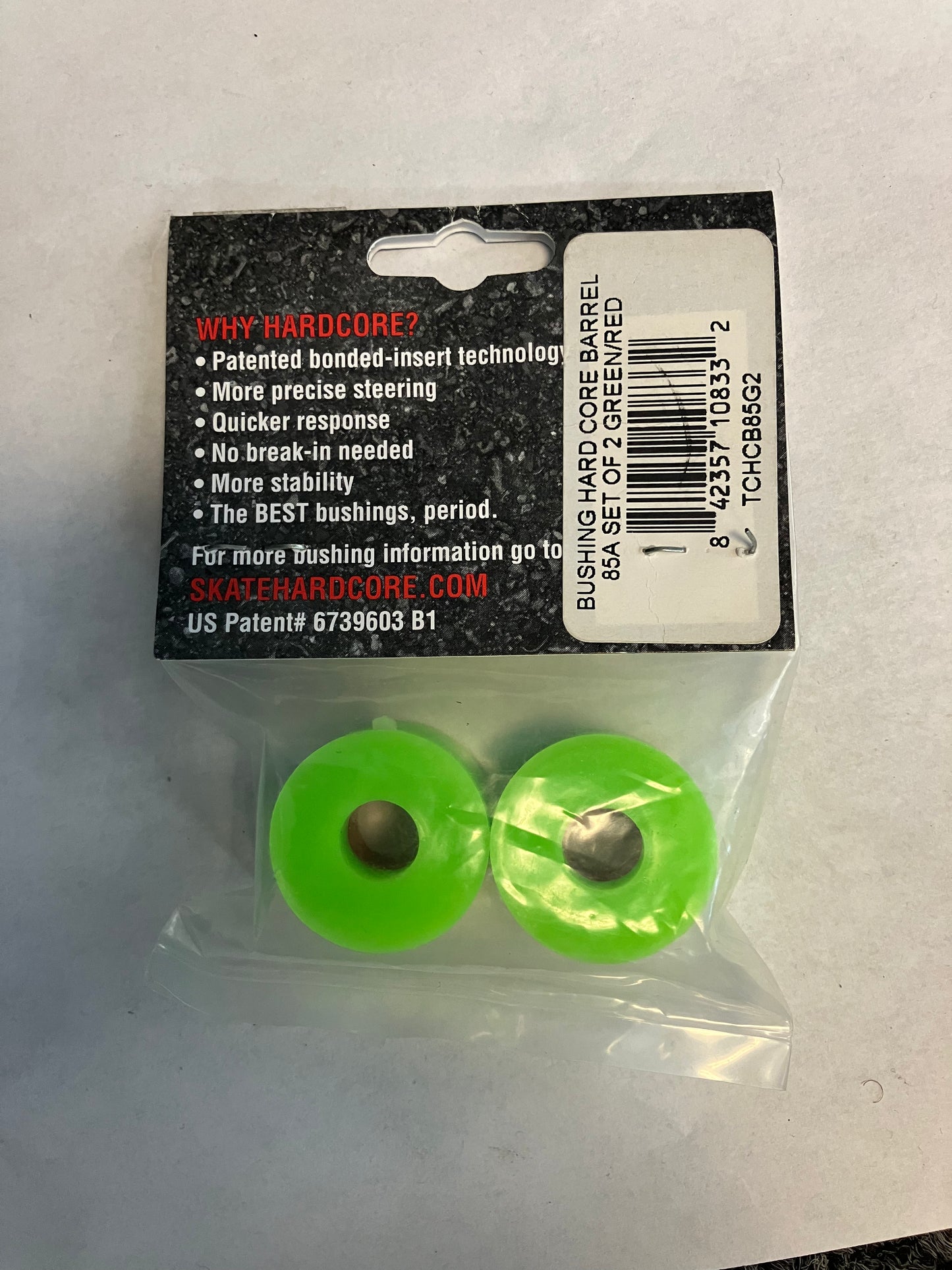 Hardcore bushings barrel 85A set of 2 green red