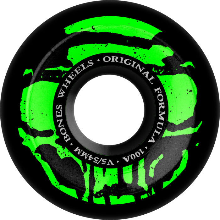 BONES 54mm 100a WHEELS OG FORMULA SKATEBOARD WHEELS MUMMY SKULLS V4 WIDE 4PK WHITE