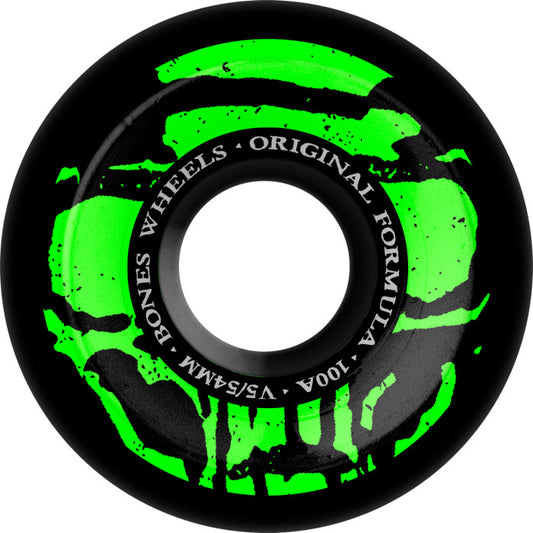 BONES 54mm 100a WHEELS OG FORMULA SKATEBOARD WHEELS MUMMY SKULLS V4 WIDE 4PK WHITE