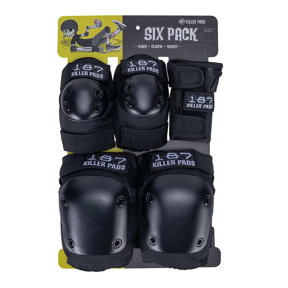 187 Pads set Six Pack (Knee, Elbow, & Wrist) Black