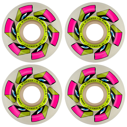 Bones Skateboard Wheels 54mm X-Formula 99A V6 Widecut Look Book White
