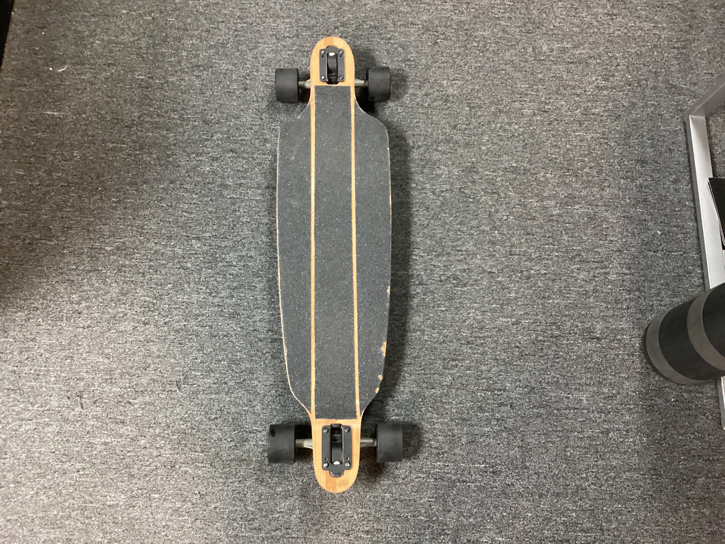 (Used) Moose Bamboo 39.5” drop down, drop thur complete Longboard skateboard Sticker bombed